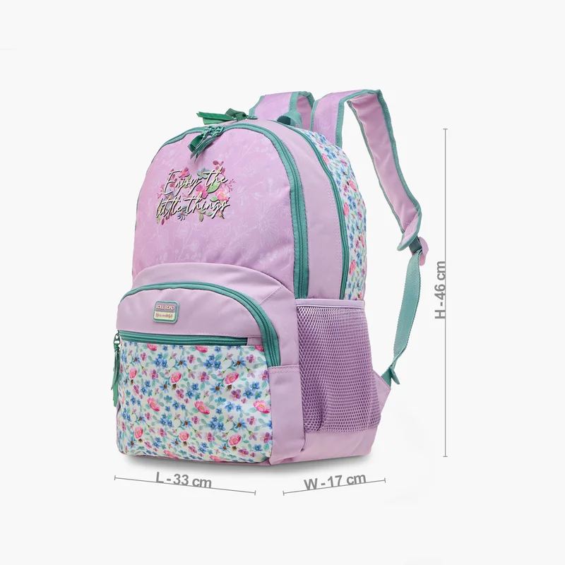 رول روود Backpack-My Little Garden-2 Cmprt-26 Liters-Girls (Polyester) Pink \ 33X46X17